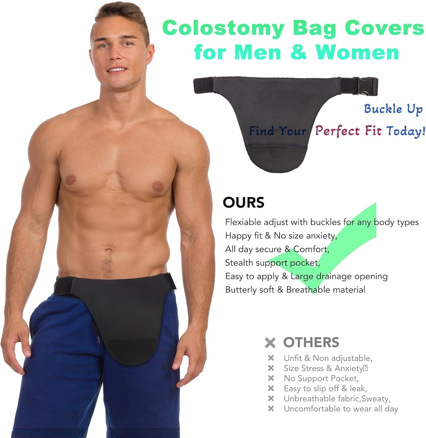 Ostomy Belts for Men and Women Adjustable Stealth Belt for Ostomy Bag Men Women Breathable Ostomy Colostomy Bag Covers for Women Colostomy Supplies