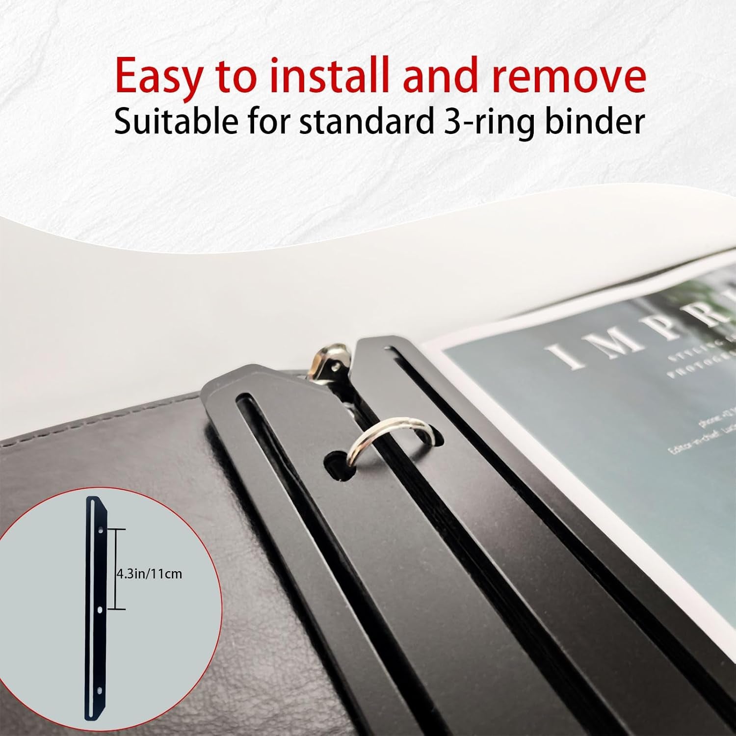 24Pcs Magazine Holder for Binder, 3 Hole Punched,Magazine Organizer, 3 Ring Binder Insert Strips, Organizer, Storage, Black