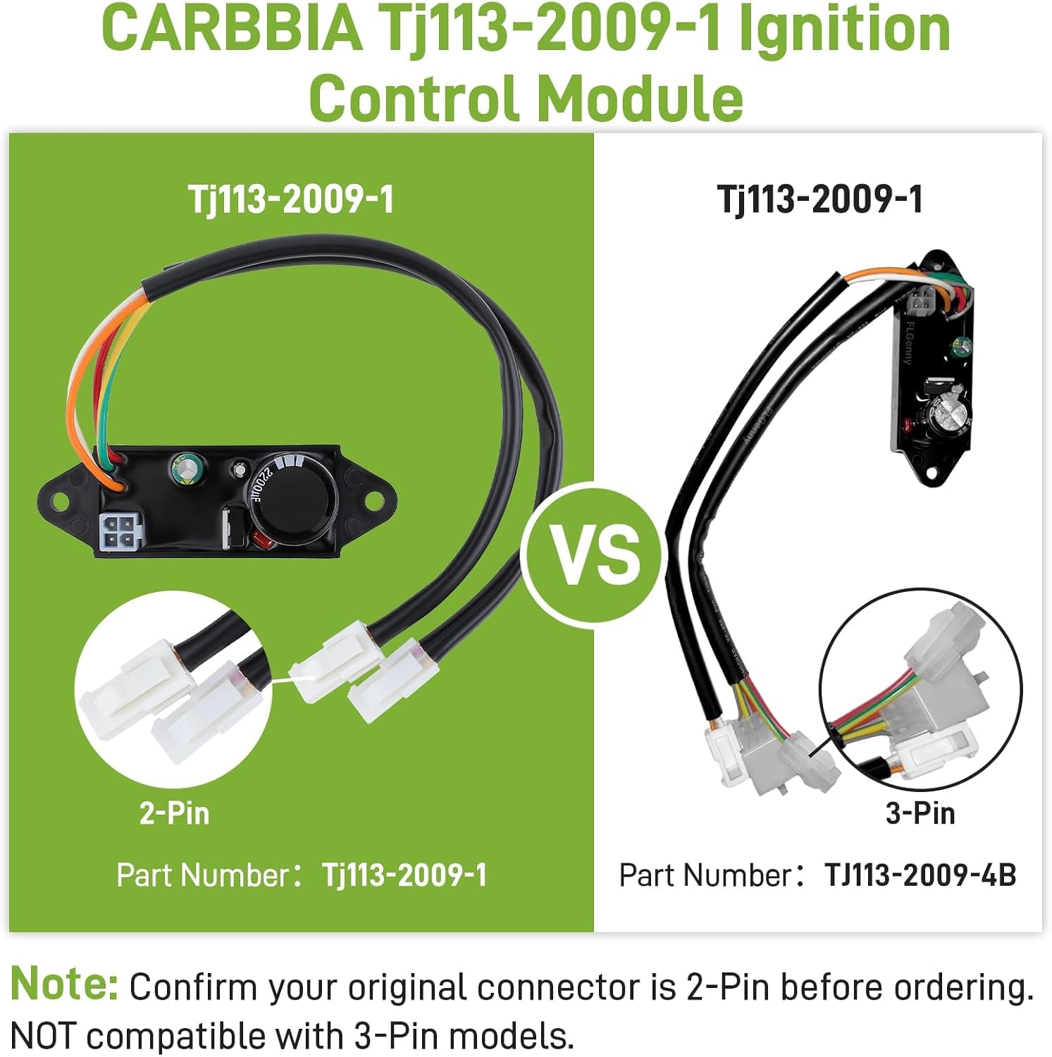 TJ113-2009-1 2 Pin Ignition Control Module Compatible with Predator Harbor Freight 3500 Inverter Generator