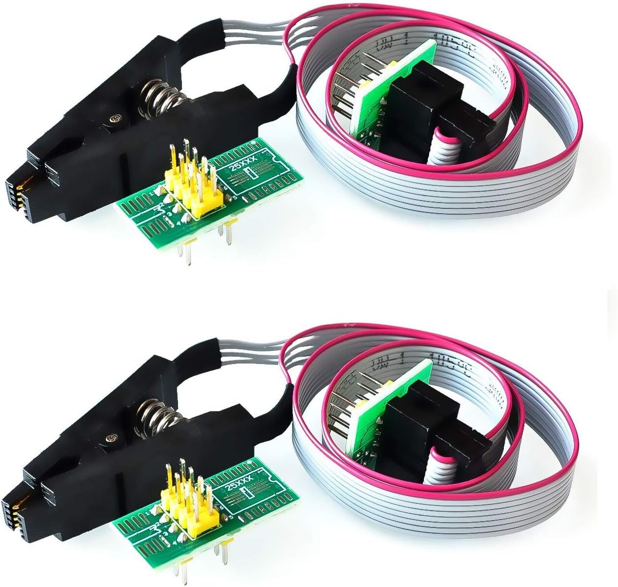 2 Set SOP8 to DIP8 Test Clips and Board, 8 Pin, Cable Lengths 24Cm, for EEPROM 93CXX/25CXX/24CXX in Circuit Programming on USB Programmer TL866CS TL866A EZP2010 (2 Pcs Board)