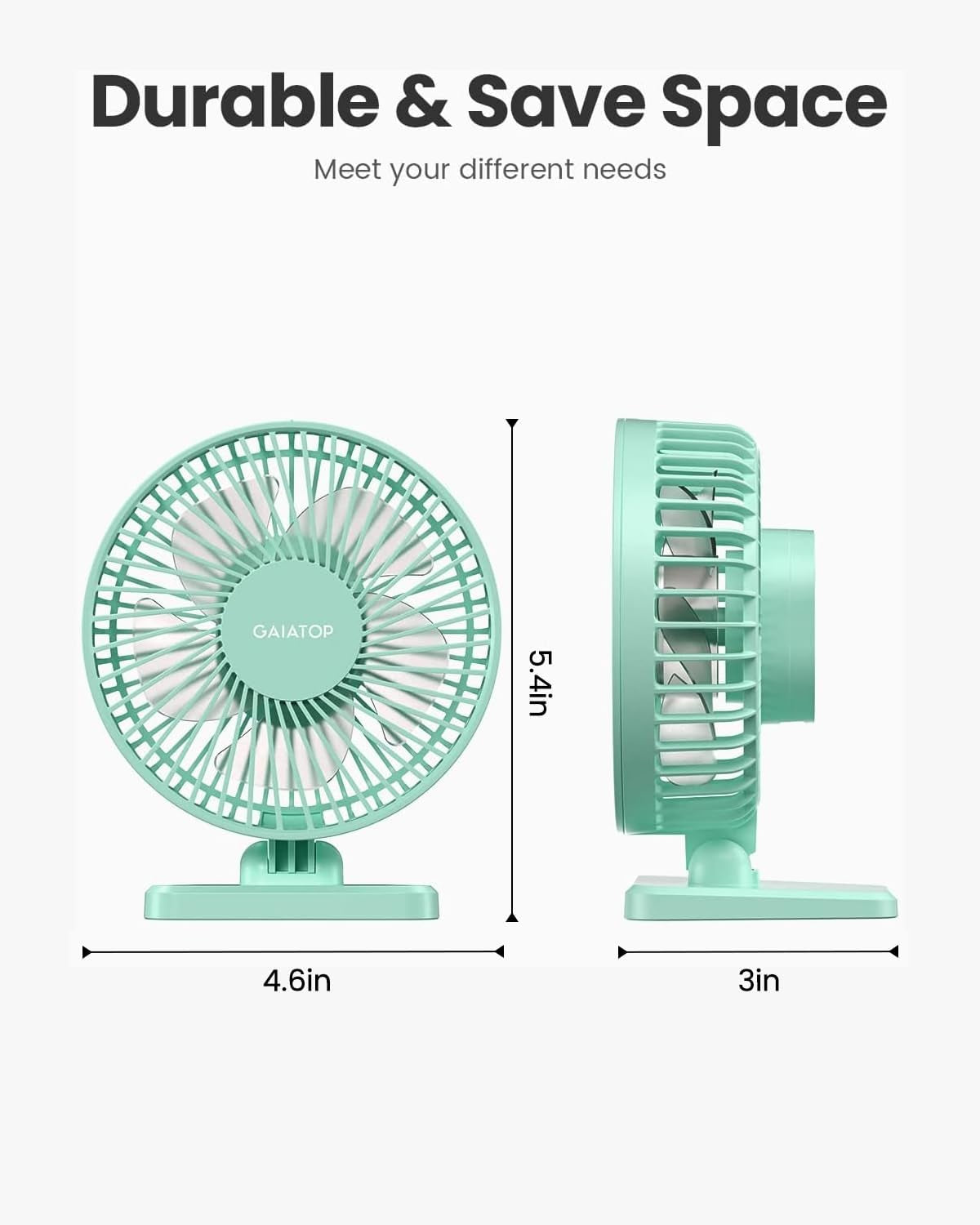 USB Desk Fan, Small but Powerful, Personal Portable Quiet 3 Speeds, Adjustable Mini Table Desktop Fan for Cooling Home Office Car Summer Travel Gifts Green