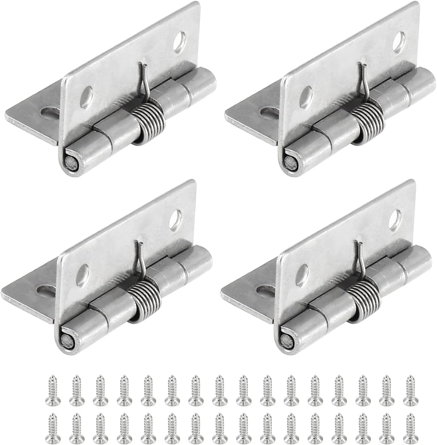 4 Pcs Spring Loaded Hinges for Cabinets, 2 Inch Length Stainless Steel Spring Hinges Self Closing