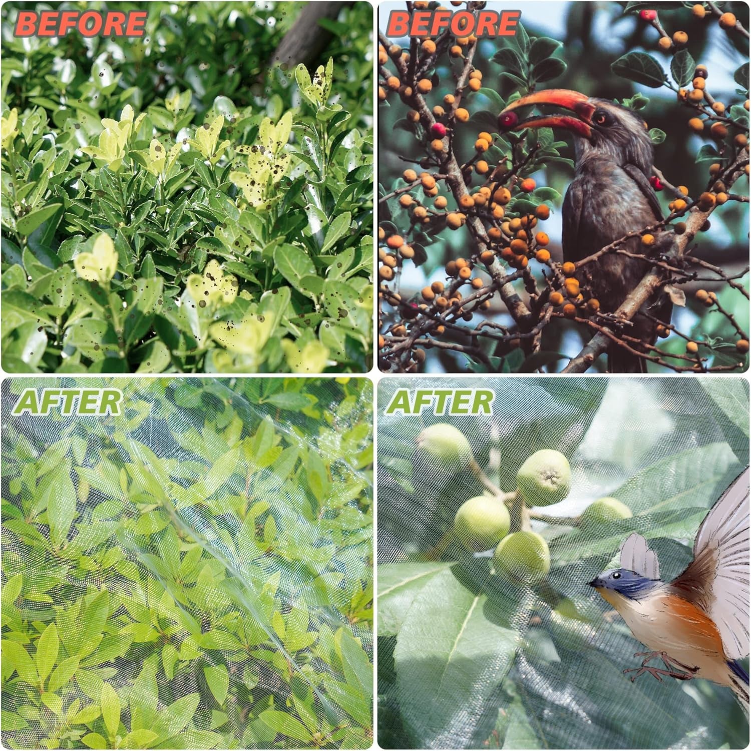 Garden Netting Mosquito Insect Birds Animals Barrier Protection Net Ultra Fine Garden Mesh Netting Plant Covers for Vegetable Plants Fruits Flowers Trees Greenhouse Row Cover(10×20 Ft)