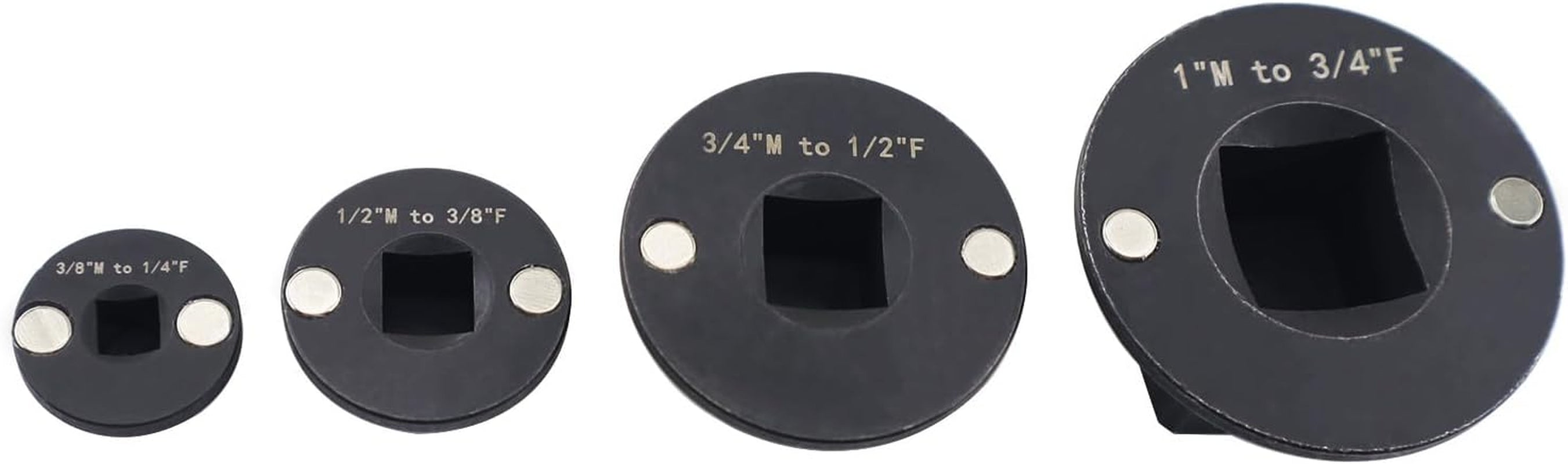 4PCS Low Profile Impact Socket Adapter Set. Drive Ratchet Adapter Set (1" to 3/4", 3/4" to 1/2", 1/2" to 3/8",And 3/8" to 1/4")