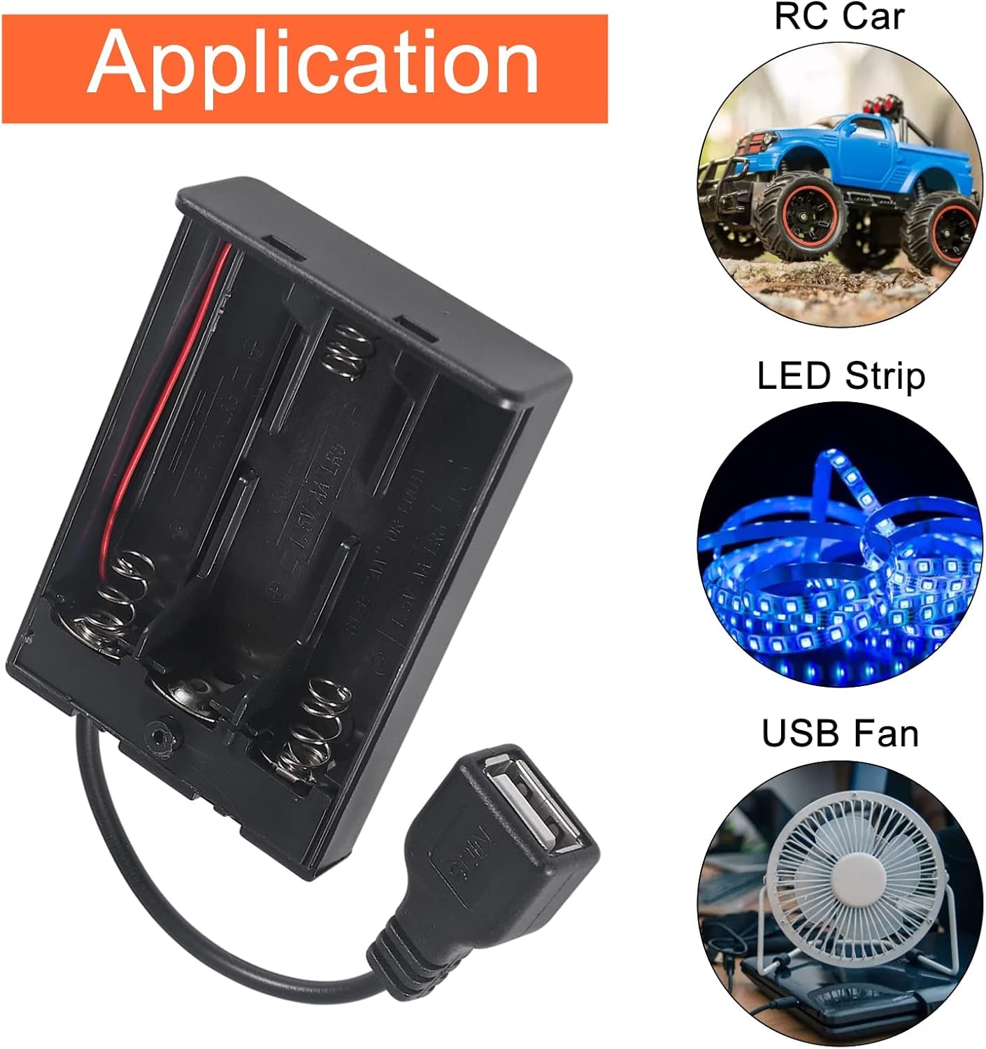 3Pcs 3 AA Battery Holder USB Female Socket 3 AA Battery Case Box Holder with Cover and On/Off Switch
