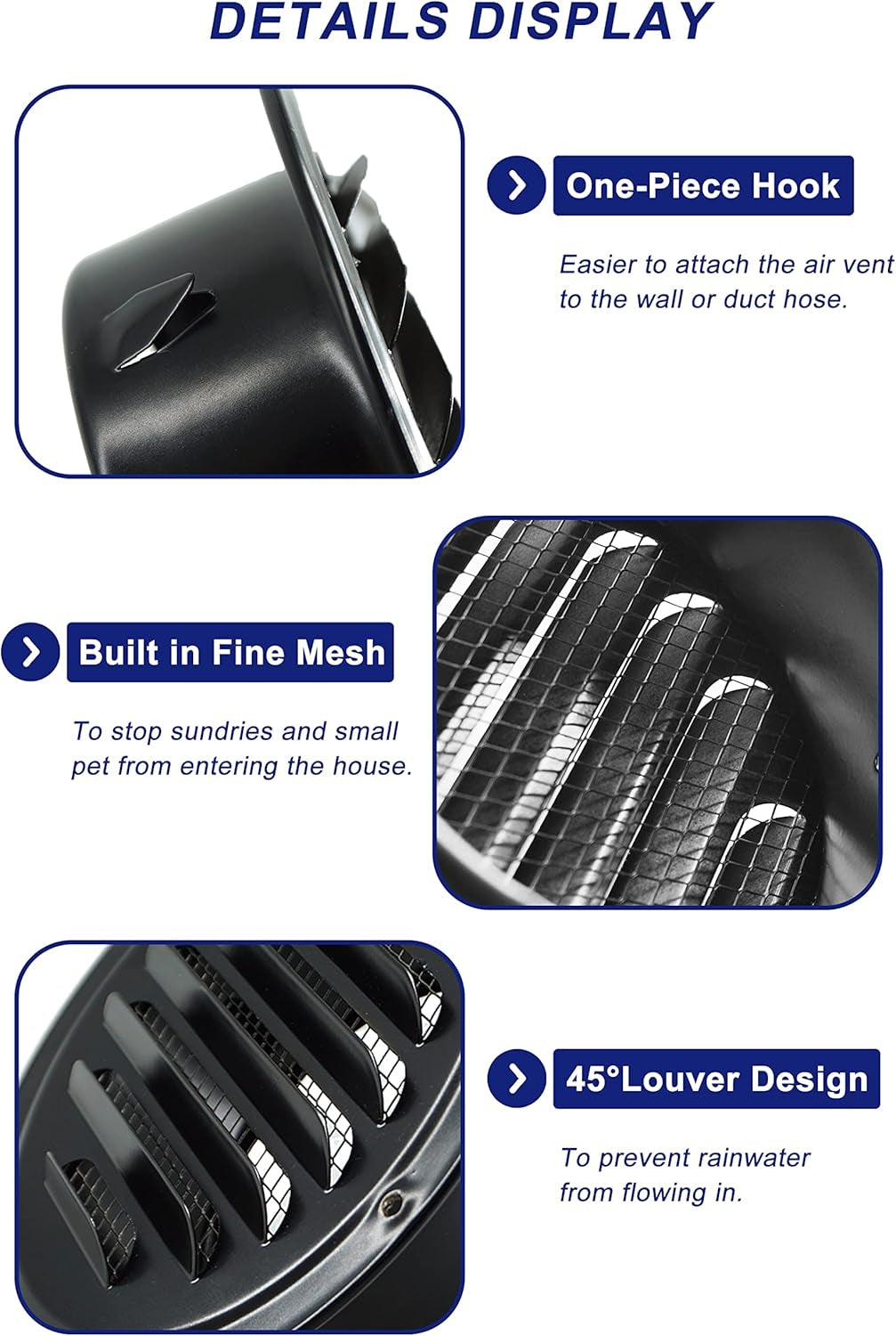 4 Inch round Air Vent Cover, Stainless Steel Soffit Vent Cover Louvered Grille Wall Vent with Built-In Fine Mesh for Garage, Apartment, RV (100Mm - 2PCS)