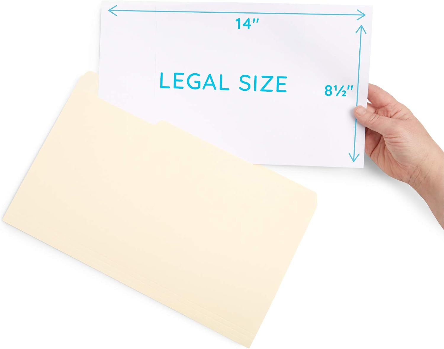 Blue Summit Legal File Folder, 100 per Box, 1/3 Tab Manila Legal Folder for Organizing and File Storage