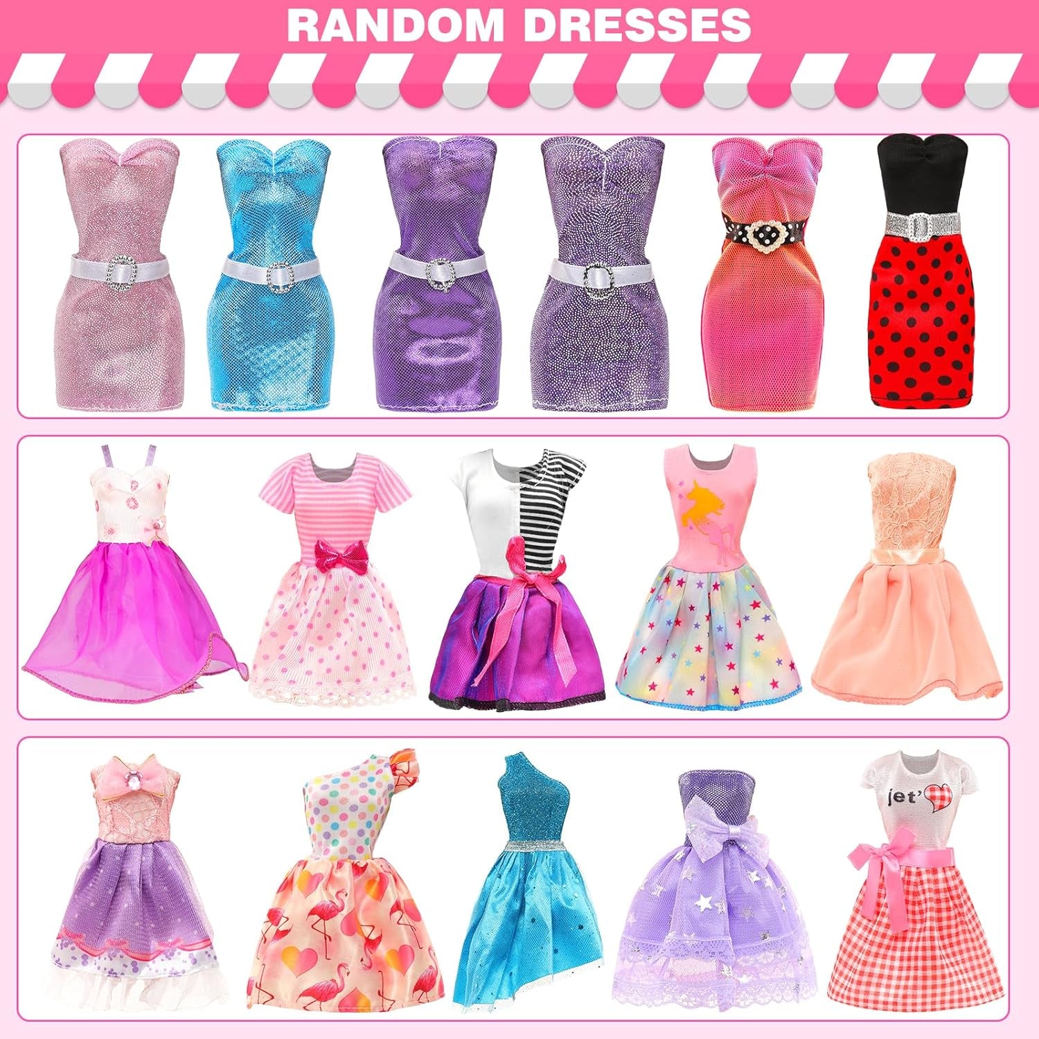 51 PCS Doll Clothes and Accessories Including Fashion Dresses, Tops and Pants Outfits, Party Dresses, Swimsuits Bikini 38 PCS Shoes Hangers and Other Accessories for 11.5 Inch Dolls