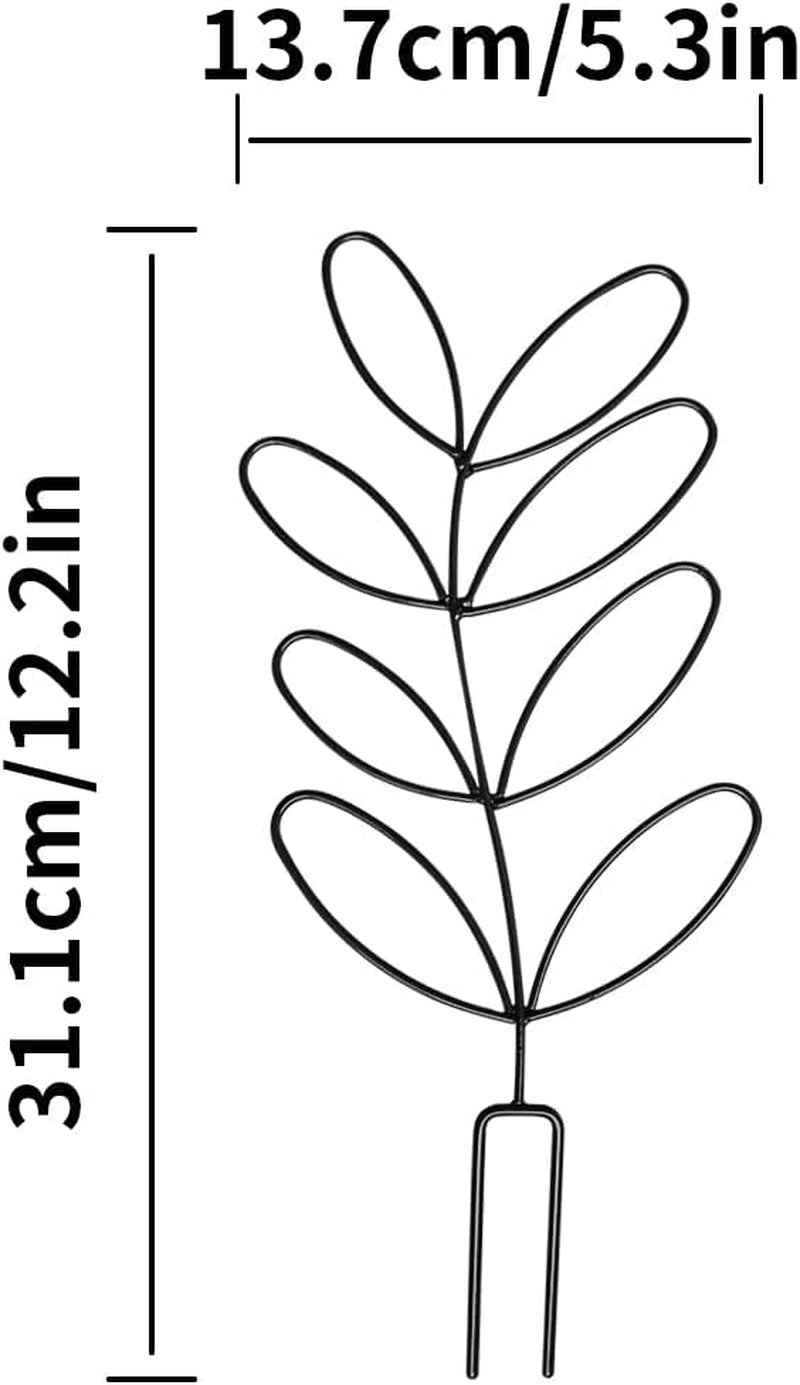 2Pack Indoor Plant Trellis Metal Wire Garden Trellis ,Small Climbing Leaf Shape Trellis for Garden Potted Plant Houseplant(Blackish)