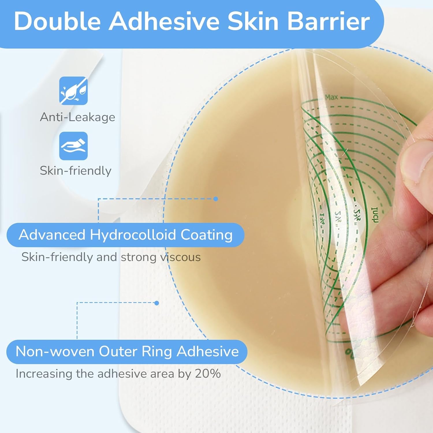 22Pcs Ostomy Supplies Colostomy Bags, 2-Piece Colostomy Bags, Two-Piece Drainable Pouches with Closure for Ileostomy Stoma Care, Cut-To-Fit, 70Mm Max (16 X Ostomy Bags+ 6 X Skin Barrier)