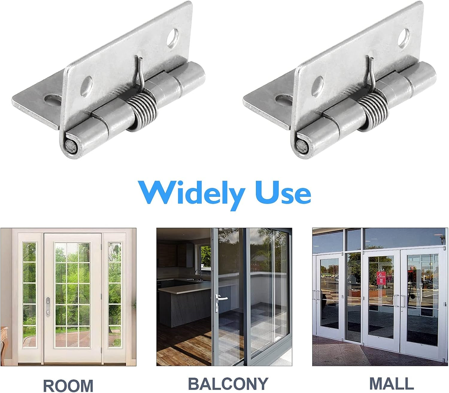 4 Pcs Spring Loaded Hinges for Cabinets, 2 Inch Length Stainless Steel Spring Hinges Self Closing