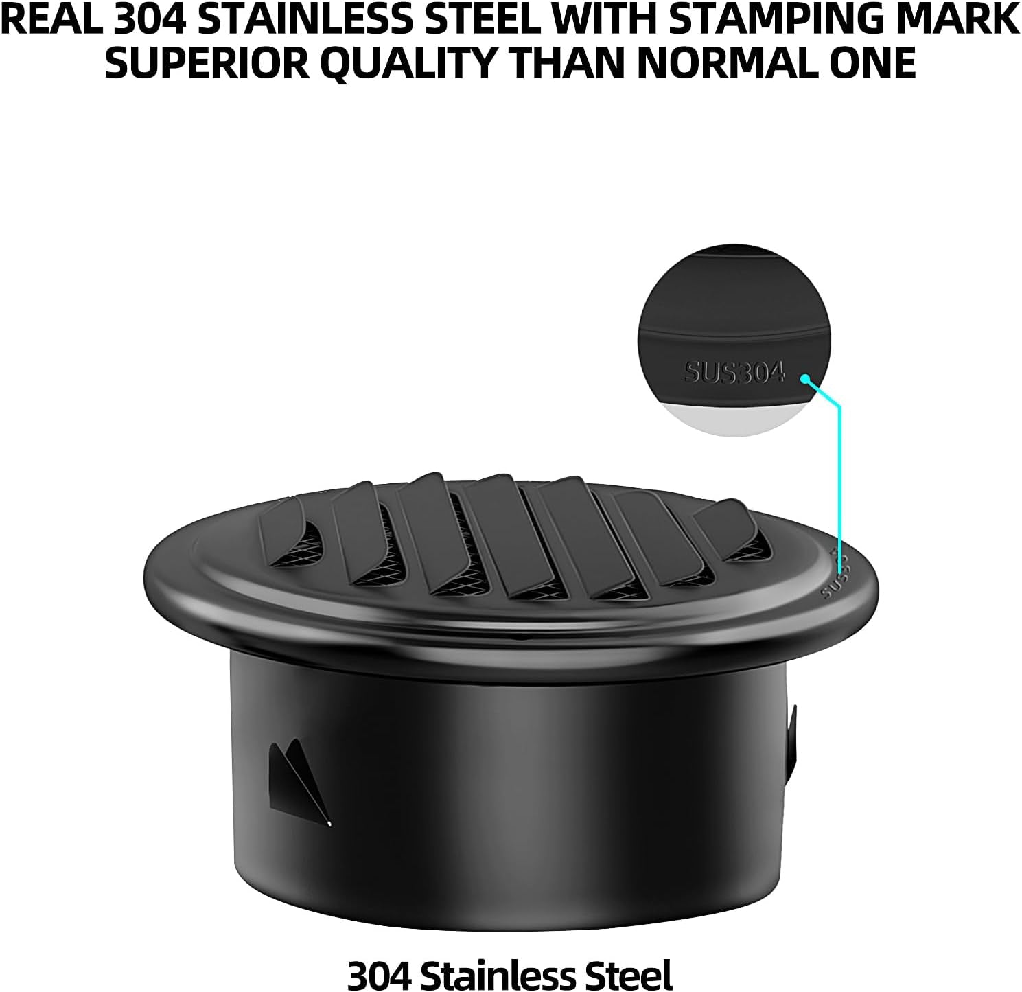 3Inch-2Pcs 304 Stainless Steel round Air Vents Cover, Louvered Grille Cover Vent Flat Ducting Air Vent Wall Inlet with Built-In a Fly Screen Mesh for HVAC Ventilation (3Inch-2Pcs)