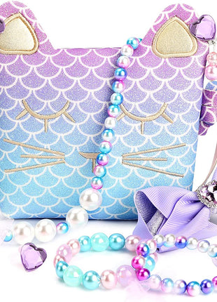 Purse for Little Girls Dress up Jewelry Pretend Play Kids Accessories Mermaid Gifts