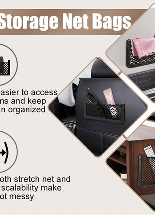 ABS Plastic Frame Automotive Cargo Nets Car Net Pocket Phone Car Mesh Net Holder RV Storage Boat Cargo Pocket Organizer Framed Mesh Net Pocket with Screws for Auto RV Net(2, 8 X 3.1 Inch)