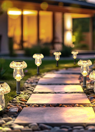 Solar Lights Outdoor, 8 Pack Mushroom Lights outside Waterproof, Solar Powered LED Lighting for Garden, Yard, Landscape, Path, Pathway, Lawn, Walkway, Driveway, Backyard Decor (Warm White)