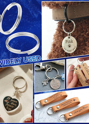70PCS Split Key Rings,1.5" Heavy Duty Metal Keyrings,Bulk Keychain Rings,Silver Key Ring Accessories for Keychains,Crafts,Car Keys,Pet Collars and DIY Projects