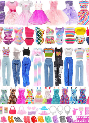 51 PCS Doll Clothes and Accessories Including Fashion Dresses, Tops and Pants Outfits, Party Dresses, Swimsuits Bikini 38 PCS Shoes Hangers and Other Accessories for 11.5 Inch Dolls
