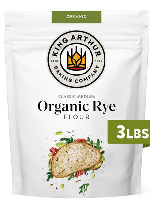 King Arthur Organic Medium Rye Flour - 3 Lbs for Complex Flavorful Breads & Baked Goods - 100% US Grown & Milled - Non-Gmo Project Verified - Robust Flavor for Rye Bread, Cookies & More