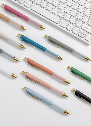 Ballpoint Pens Black Medium Point 1Mm Pen with Super Soft Grip Ball Point Pen for Men Women Retractable Pens (Gold-12 Pcs)