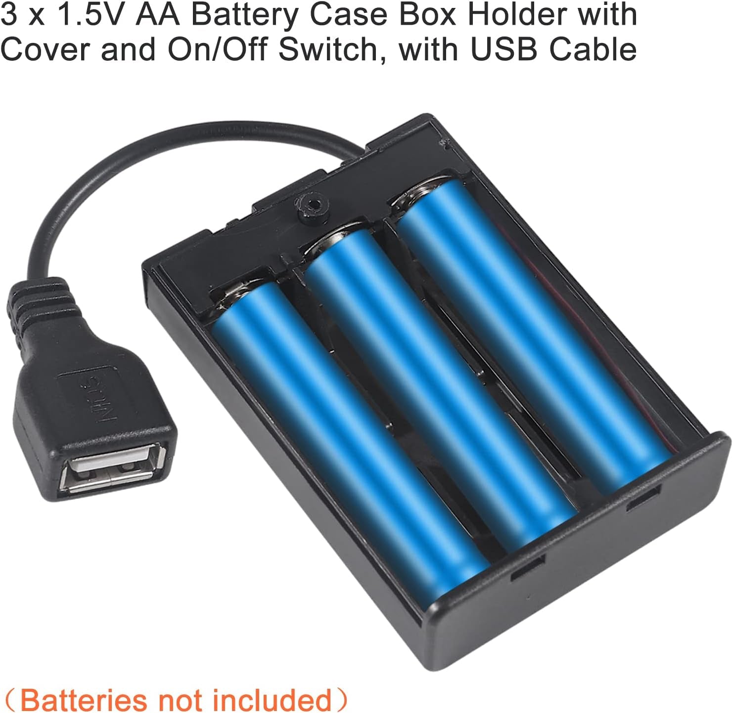 3Pcs 3 AA Battery Holder USB Female Socket 3 AA Battery Case Box Holder with Cover and On/Off Switch