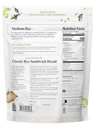 King Arthur Organic Medium Rye Flour - 3 Lbs for Complex Flavorful Breads & Baked Goods - 100% US Grown & Milled - Non-Gmo Project Verified - Robust Flavor for Rye Bread, Cookies & More