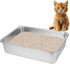 Stainless Steel Cat Litter Box for Big Cats,Small Stainless Steel,Large Metal Cat Litter Box-Easy to Clean.(17.5" L X 13.6" W X 4.1" H).