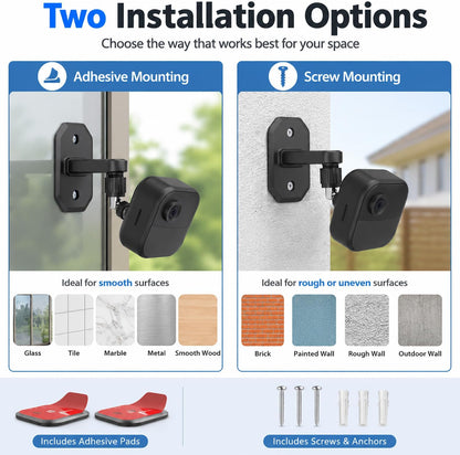 2Pack Adhesive Wall Mount Adjustable Security Wall Mount Bracket for Blink Outdoor 4 (4Th Gen) / (3Rd Gen), Blink XT / XT2, Blink Mini, Perfect View Angle for Your Blink Surveillance Camera