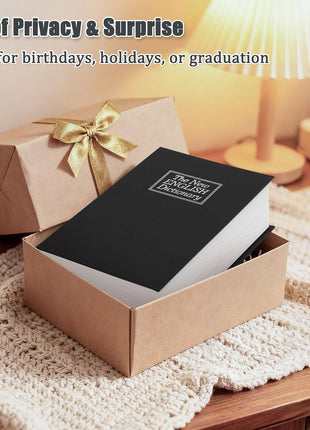 Diversion Book Safe with Key Lock, Secret Safe Metal Lock Box, Money Storage Collection Box, 9.5" X 6.2" X 2.2", Black Large