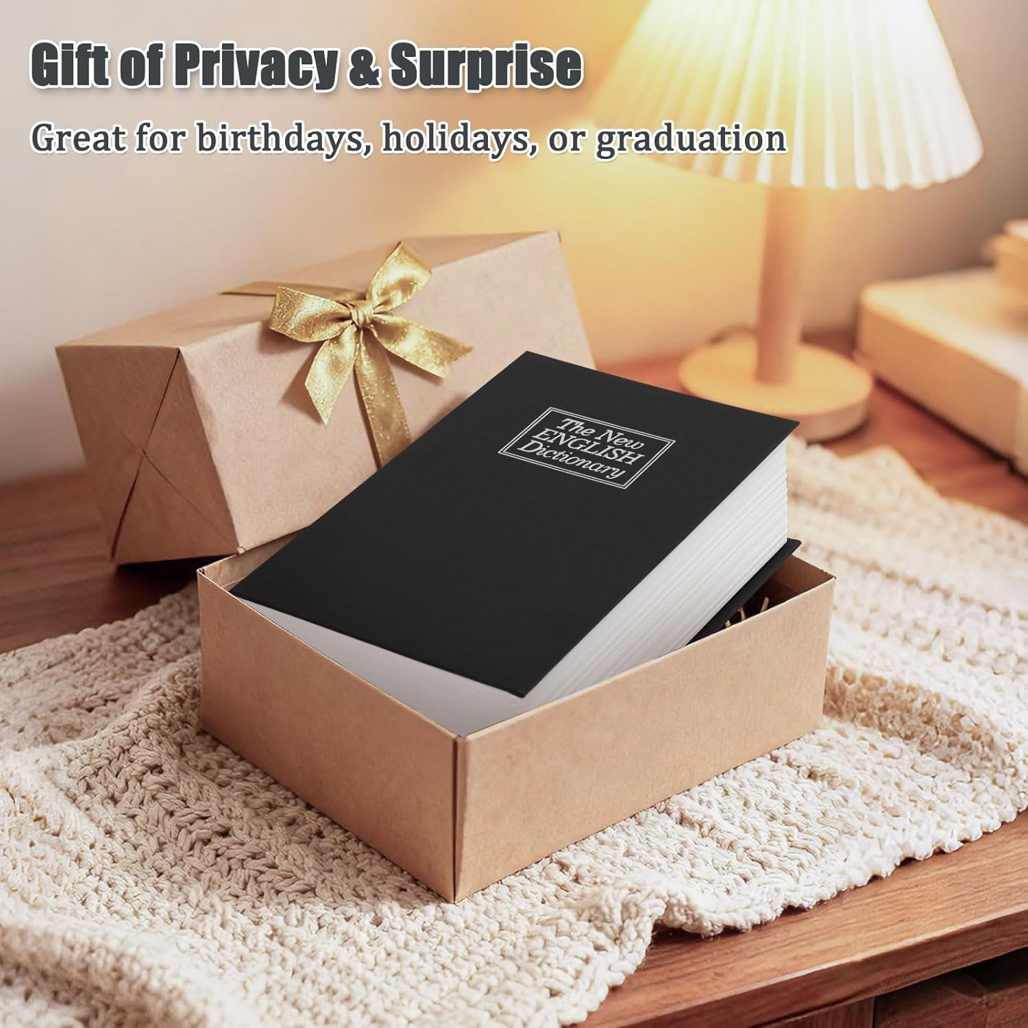 Diversion Book Safe with Key Lock, Secret Safe Metal Lock Box, Money Storage Collection Box, 9.5" X 6.2" X 2.2", Black Large
