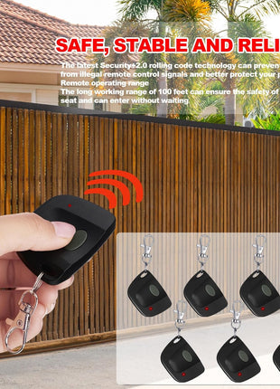 6 Pcs Garage Door Remote Compatible with Linear Multicode 300Mhz 10 Dip Switch 3089 3060 3070 Gate Opener Remote Multicode Gate Opener with Keychain (Black)