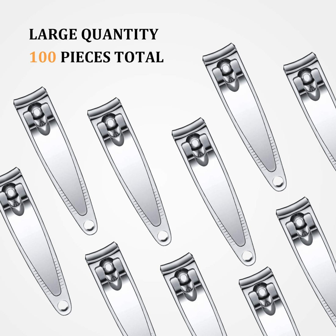 100 Pieces Nail Clippers Set Bulk for Men Women Ultra Sharp Stainless Steel Fingernail Toenail Clippers Portable Travel Sturdy Trimmer Pointed Pedicure Manicure Care (Silver)