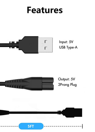 For Ufree U-1176 Replacement Charger USB Charging Cord Compatible with Ufree Beard Trimmer Clipper Charger U-1176 Charger Cord