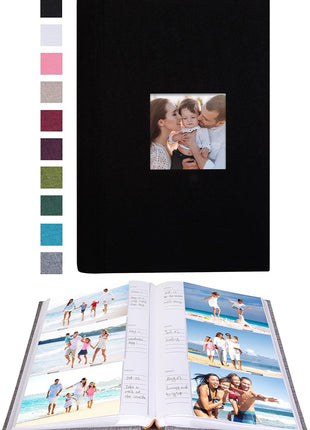Photo Album 4X6 300 Photos Linen Cover with Memo Areas Photobook Pictures Book for Wedding Family Baby and Vacation (Black)