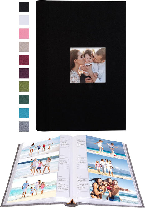 Photo Album 4X6 300 Photos Linen Cover with Memo Areas Photobook Pictures Book for Wedding Family Baby and Vacation (Black)