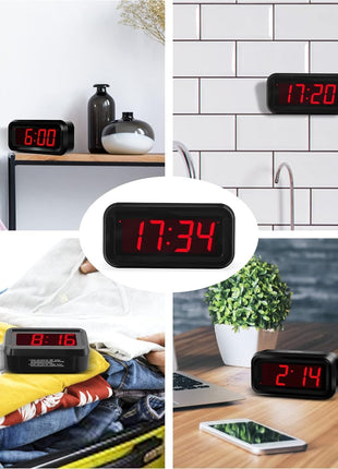 Alarm Clock, LED Digital Clock, Small Wall Clock, Battery Operated, Adjustable 3-Level Led Brightness, Dim Night Mode, 12/24Hr, Cordless, Constantly 1.2'' Digits Display for Bedroom/Travel,Easy to Set