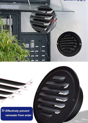 4 Inch round Air Vent Cover, Stainless Steel Soffit Vent Cover Louvered Grille Wall Vent with Built-In Fine Mesh for Garage, Apartment, RV (100Mm - 2PCS)
