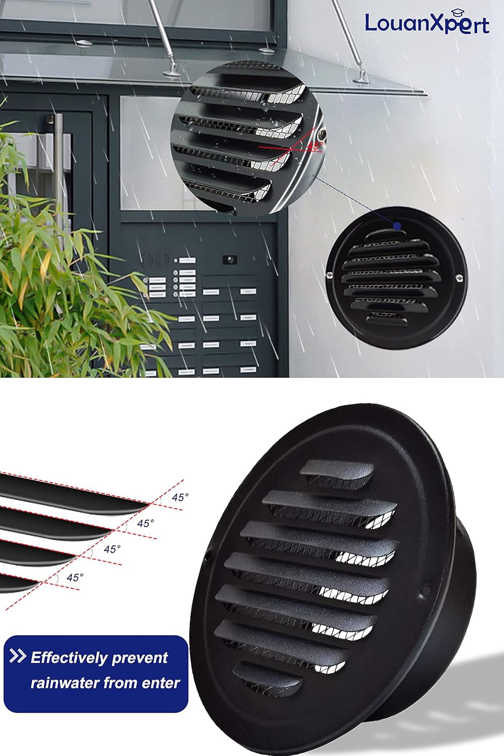 4 Inch round Air Vent Cover, Stainless Steel Soffit Vent Cover Louvered Grille Wall Vent with Built-In Fine Mesh for Garage, Apartment, RV (100Mm - 2PCS)