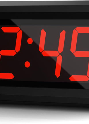 Alarm Clock, LED Digital Clock, Small Wall Clock, Battery Operated, Adjustable 3-Level Led Brightness, Dim Night Mode, 12/24Hr, Cordless, Constantly 1.2'' Digits Display for Bedroom/Travel,Easy to Set