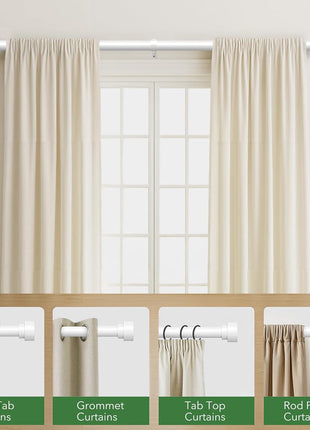 Curtain Rods for Windows 72 to 144, 1 Inch Adjustable White Extra Long Heavy Duty Curtain Rod for Patio Bedroom, Modern Style Indoor Outdoor Window Drapery Rods with End Caps, Size 32" - 150"