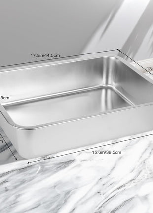Stainless Steel Cat Litter Box for Big Cats,Small Stainless Steel,Large Metal Cat Litter Box-Easy to Clean.(17.5" L X 13.6" W X 4.1" H).