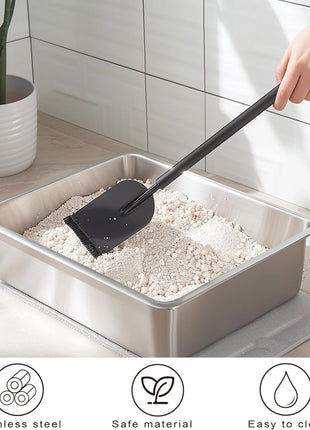 Stainless Steel Cat Litter Box for Big Cats,Small Stainless Steel,Large Metal Cat Litter Box-Easy to Clean.(17.5" L X 13.6" W X 4.1" H).