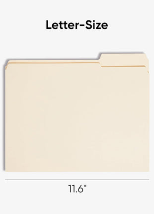 File Folders Letter Size, Reinforced 1/3-Cut Tab, Assorted Positions, Letter Size, Manila Folders 8.5 X 11, 100 per Box (10334)