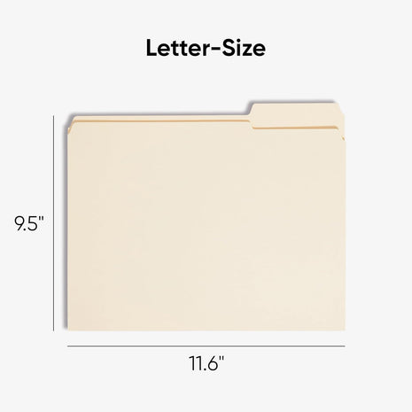 File Folders Letter Size, Reinforced 1/3-Cut Tab, Assorted Positions, Letter Size, Manila Folders 8.5 X 11, 100 per Box (10334)