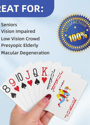 Large Print Playing Cards 6 Pack, Deck of Cards for Seniors, Vision Impaired, Low Vision Crowd, Poker Playing Cards for Blackjack, Euchre, Canasta Cards Game, Jumbo Index