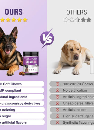 Glucosamine for Dogs 200Pcs Joint Support Supplement Dog Hip and Joint Chondroitin Chews Treats with MSM Dog Joint Pain Relief Mobility Supplements Chicken Flavor Fit All Large Small Medium Breed