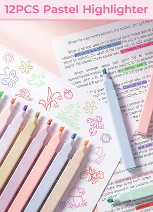 62PCS Aesthetic School Supplies with Corduroy Pencil Case, Pastel Highlighters Gel Pens Mechanical Pencils, Cute College Essentials Set (Cherry)