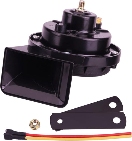 Snail Horns for Car and Motorcycle,Single Electric Horn 410HZ Low Tone,12V Black Moto Horn for E-Bike,Automotive Horns Parts,Easy Installation