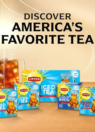 Lipton Southern Sweet Iced Tea Bags, Family Size Zero Calories, 132 Total Bags (22Ct - Pack of 6)