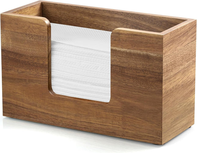 Paper Towel Dispenser Countertop, Acacia Wood Bathroom Paper Towel Holder, Napkin Holder for Kitchen, Multifold C-Fold, Z-Fold, Trifold for Bathroom Toilet Home