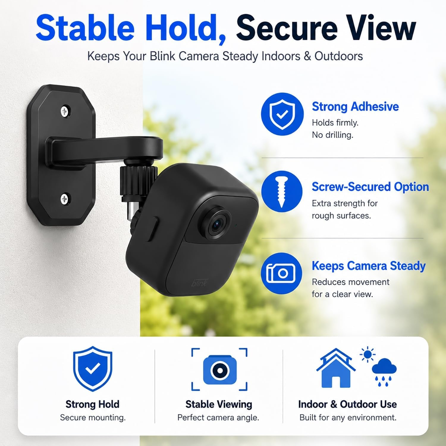 2Pack Adhesive Wall Mount Adjustable Security Wall Mount Bracket for Blink Outdoor 4 (4Th Gen) / (3Rd Gen), Blink XT / XT2, Blink Mini, Perfect View Angle for Your Blink Surveillance Camera